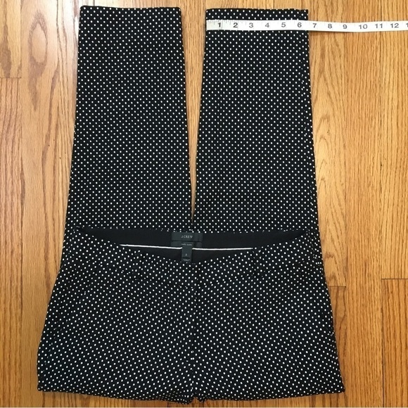 J. Crew Cafe Capri Mid Rise Wool Blend Tiny White Polka Dots Black Cropped Pants - Picture 12 of 15